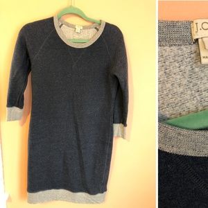 J Crew Sweatshirt Dress, Blue with Gray, XS